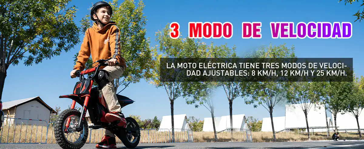 3 modos de velocidad (8 km/h - 12 km/h - 25 km/h)